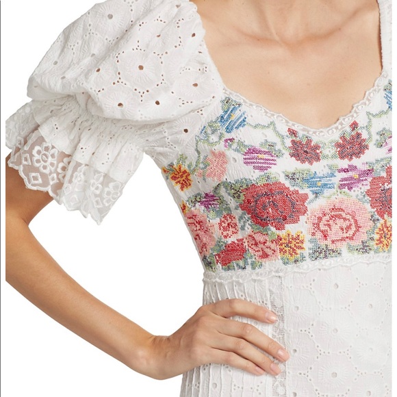 Loveshackfancy Thressey Eyelet-Embroidered Minidress - Picture 7 of 8